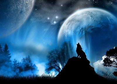 Луна, волки - похожие обои для рабочего стола