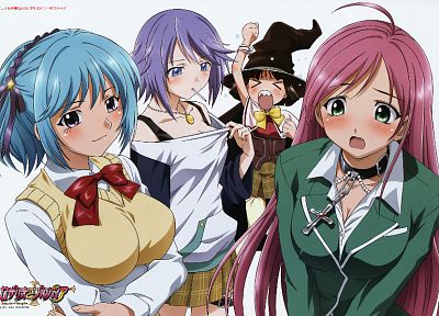 школьная форма, Сираюки Mizore, Akashiya Мока, Куроно Kurumu, аниме девушки, Розарио Вампир, Sendou Юкари - копия обоев рабочего стола