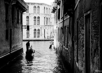 города, здания, оттенки серого, Венеция - обои на рабочий стол