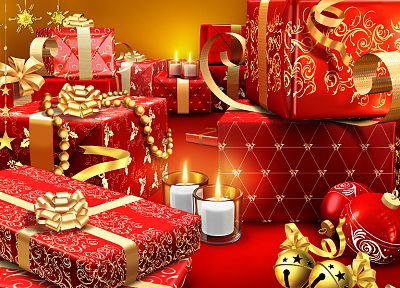 красный цвет, рождество, подарки, праздники, украшения - обои на рабочий стол