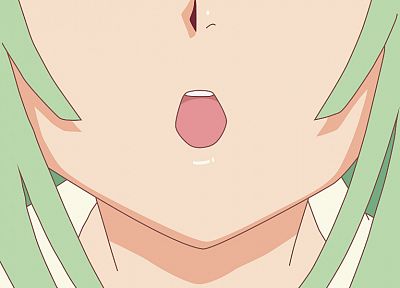 рот, Bakemonogatari (Истории монстров), зеленые волосы, Сэнгоку Nadeko, серия Monogatari - случайные обои для рабочего стола