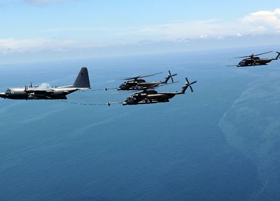 самолет, вертолеты, транспортные средства, MH - 53 Pave Low, KC - 130 Hercules, MidAir заправки - похожие обои для рабочего стола