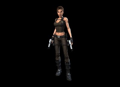 Tomb Raider, компьютерная графика, Лара Крофт, оружие, темный фон - копия обоев рабочего стола