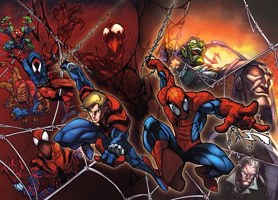 Человек-паук, Carnage, Марвел комиксы, Зеленый Гоблин - оригинальные обои рабочего стола