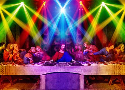 многоцветный, смешное, Ди-джеи, радуга, Тайная вечеря, Иисус Христос, sacreligious - случайные обои для рабочего стола