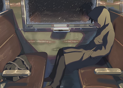 поезда, Макото Синкай, одиноко, 5 сантиметров в секунду, произведение искусства, транспортные средства, аниме, поездки - оригинальные обои рабочего стола