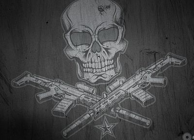 черепа, пистолеты, оружие - обои на рабочий стол