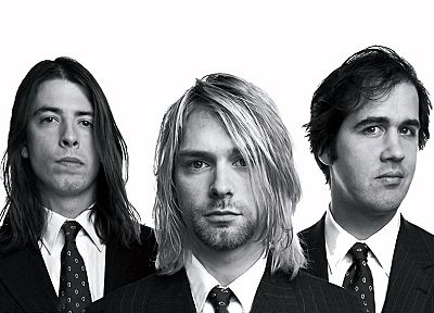 гранж, длинные волосы, Nirvana, Дэйв Грол, Курт Кобейн, оттенки серого, Крис Новоселич - похожие обои для рабочего стола