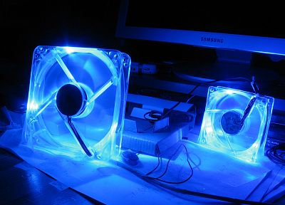синий, компьютеры, вентиляторы - случайные обои для рабочего стола