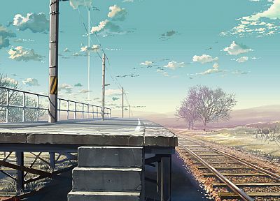 пейзажи, иллюстрации, вокзалы, железнодорожные пути, железные дороги, платформа - оригинальные обои рабочего стола