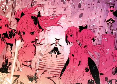 розовый цвет, Mahou Shoujo Мадока Magica, Мики Саяка, Томоэ Мами, Канаме Мадока, Акеми Homura - обои на рабочий стол