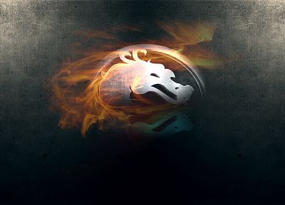 видеоигры, огонь, Mortal Kombat, логотипы, простой фон, Mortal Kombat логотип - оригинальные обои рабочего стола