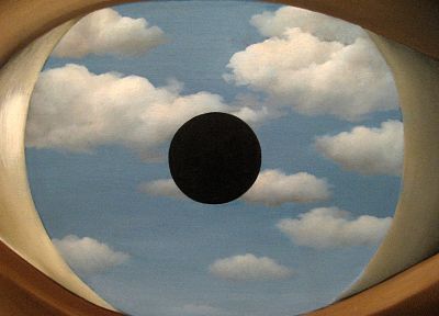 облака, глаза, Рене Магритт - оригинальные обои рабочего стола