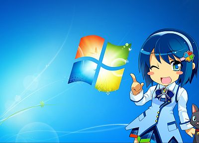 Windows 7, Мадобе Нанами, Microsoft Windows, ОС- загар, аниме девушки - обои на рабочий стол