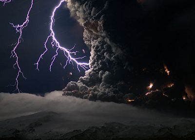 вулканы, буря, молния - случайные обои для рабочего стола
