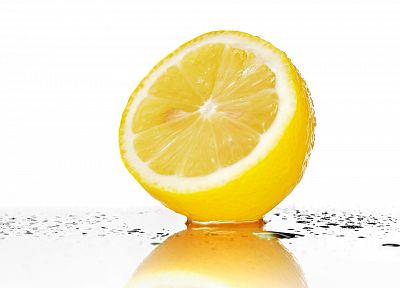 фрукты, влажный, капли воды, лимоны, белый фон - обои на рабочий стол