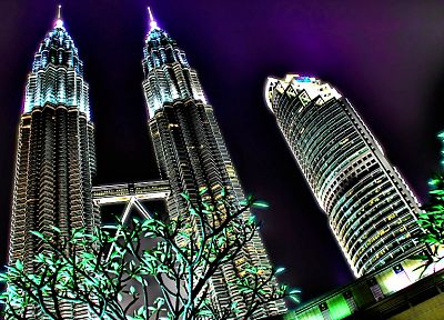 города, архитектура, небоскребы, Малайзия, HDR фотографии, Petronas Towers - обои на рабочий стол