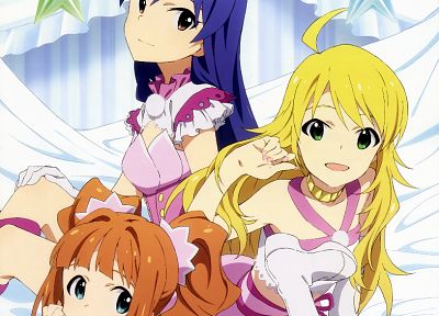 звезды, Kisaragi Chihaya, иллюстрации, аниме, Hoshii Мики, аниме девушки, Takatsuki Yayoi, Idolmaster - обои на рабочий стол