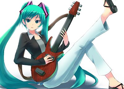 Вокалоид, Мику Хацунэ, гитары, аниме девушки - похожие обои для рабочего стола