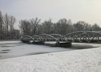 пейзажи, зима, снег, мосты - обои на рабочий стол