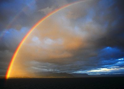 вода, облака, блик, радуга, морской пейзаж - копия обоев рабочего стола
