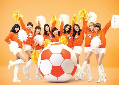 девушки, косплей, Girls Generation SNSD (Сонёсидэ), болельщики, футбольные мячи - случайные обои для рабочего стола