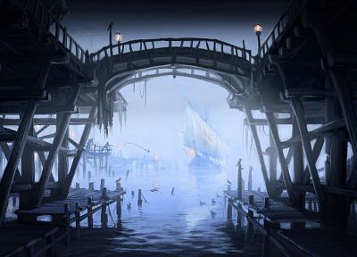 видеоигры, корабли, лодки, транспортные средства, парусники, Bethesda Softworks, The Elder Scrolls V : Skyrim, гаваней - оригинальные обои рабочего стола