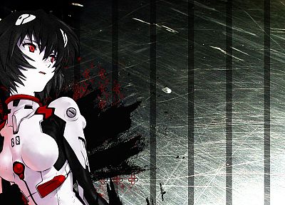 Ayanami Rei, Neon Genesis Evangelion (Евангелион), красные глаза, трико, аниме девушки - обои на рабочий стол