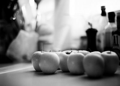 оттенки серого, монохромный, яблоки - обои на рабочий стол