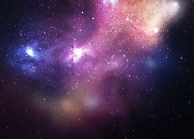 космическое пространство, звезды, Эппл (Apple), фиолетовый, туманности - оригинальные обои рабочего стола