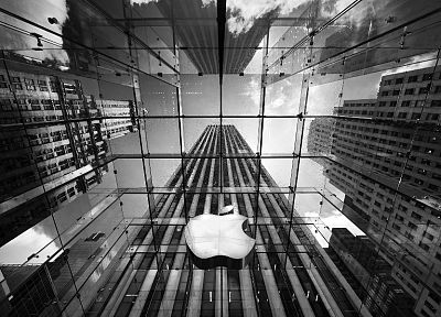 Эппл (Apple), макинтош, архитектура, здания, оттенки серого, монохромный - случайные обои для рабочего стола