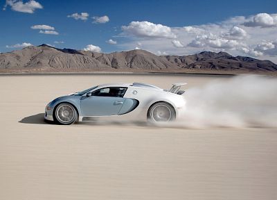 автомобили, пустыня, Bugatti Veyron, транспортные средства, суперкары, шины, вид сбоку - похожие обои для рабочего стола