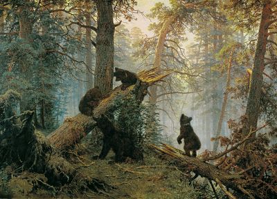 картины, леса, медведи, Иван Шишкин - обои на рабочий стол
