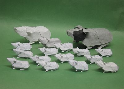 бумага, оригами, морские свинки, морская свинка - копия обоев рабочего стола