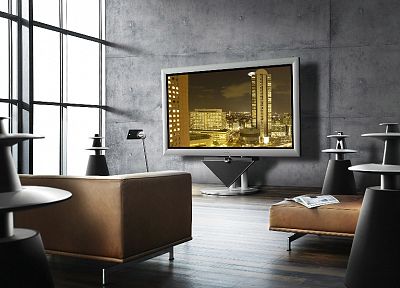 телевидение, диван, домой, интерьер, 3D (трехмерный) - случайные обои для рабочего стола