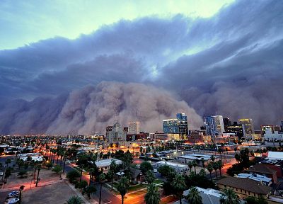 города, буря, пыль, Аризона - копия обоев рабочего стола