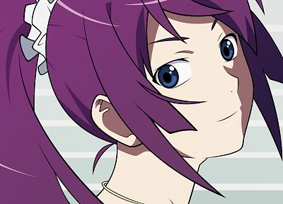 Bakemonogatari (Истории монстров), фиолетовые волосы, Сендзегахара Hitagi, серия Monogatari - обои на рабочий стол