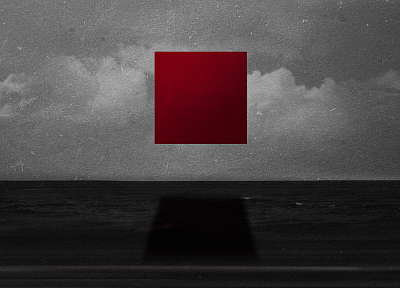 абстракции, облака, красный цвет, тени, выборочная раскраска, квадраты - копия обоев рабочего стола