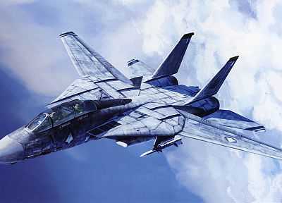 самолет, Macross, произведение искусства, транспортные средства, небо, Grumman F14 Tomcat - оригинальные обои рабочего стола