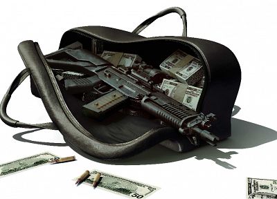 винтовки, пистолеты, деньги, оружие, гангстер - случайные обои для рабочего стола