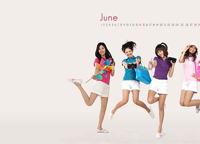 девушки, Girls Generation SNSD (Сонёсидэ), Азиаты/Азиатки, корейский, календарь, K-Pop, шорты, белый фон - обои на рабочий стол