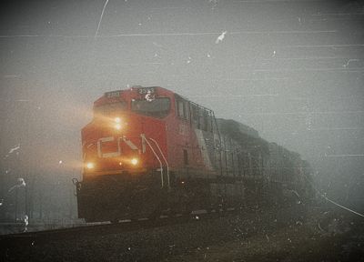 поезда, туман, Канада, железнодорожные пути, транспортные средства, локомотивы, Canadian National Railway - оригинальные обои рабочего стола