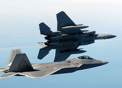 самолет, военный, F-22 Raptor, самолеты, транспортные средства, F-15 Eagle - обои на рабочий стол