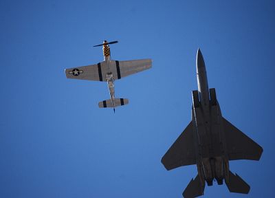 самолеты, F-15 Eagle, P - 51 Mustang - копия обоев рабочего стола