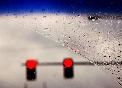 дождь, светофоры, произведение искусства, капли воды, дождь на стекле - обои на рабочий стол