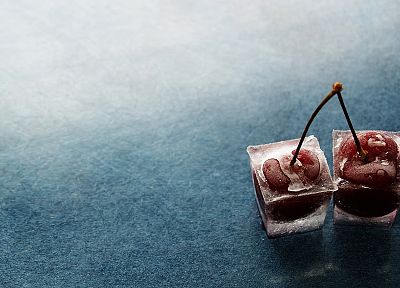 лед, вишня, кубики льда - копия обоев рабочего стола