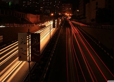 города, темнота, ночь, дороги, длительной экспозиции - копия обоев рабочего стола