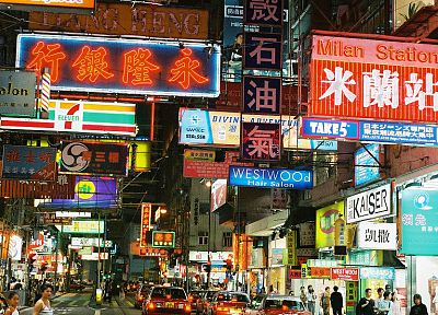 улицы, знаки, Гонконг, HK - обои на рабочий стол