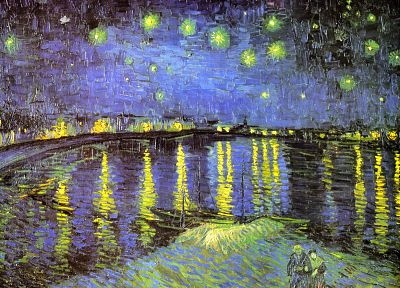 картины, ночь, классический, Винсент Ван Гог, Звёздная ночь над Роной - обои на рабочий стол