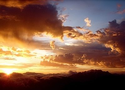 облака, Солнце, небо - случайные обои для рабочего стола